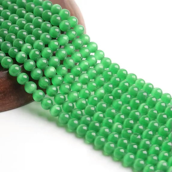 K-KED 320-900pcs Green Cat's Eye Stone Gemstone Round Loose Beads 15.5" DIY Jewelry-10mm(350pcs beads/10 Strands)
