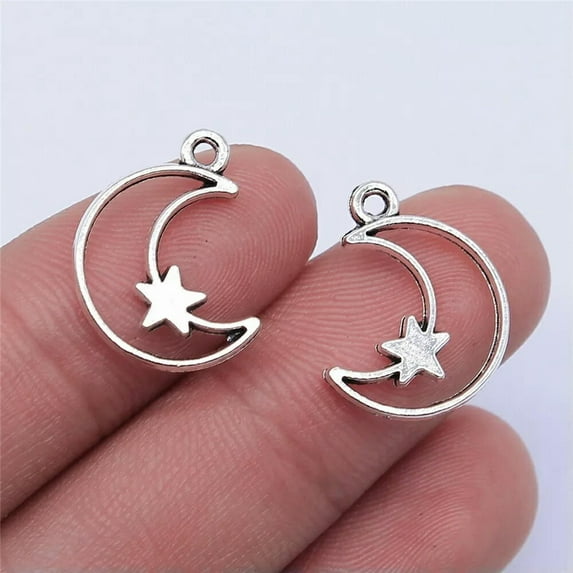 K-KED 320 Pcs Tibet Silver Moom Star Charms Pendant 16x14MM C14269