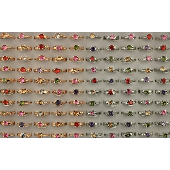 K-KED 32pcs Fashion Wedding Ring Round Cubic Zirconia Lady's Rings Wholesale Jewelry