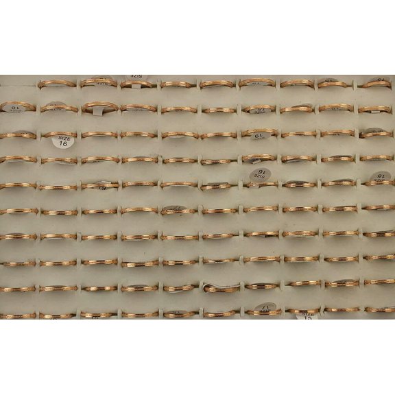 K-KED 32pcs Wholesale Lots Lady's Delicate Jewelry 2MM Width Stainless Steel Rose Gold P Rings