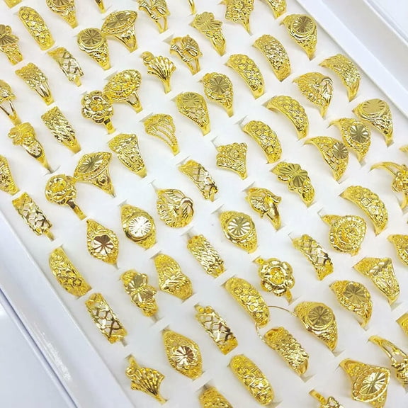 K-KED 35pcs Stainless Steel Rings For Women Fashion Delicate Jewelry Job Lots Gold Plated Rings