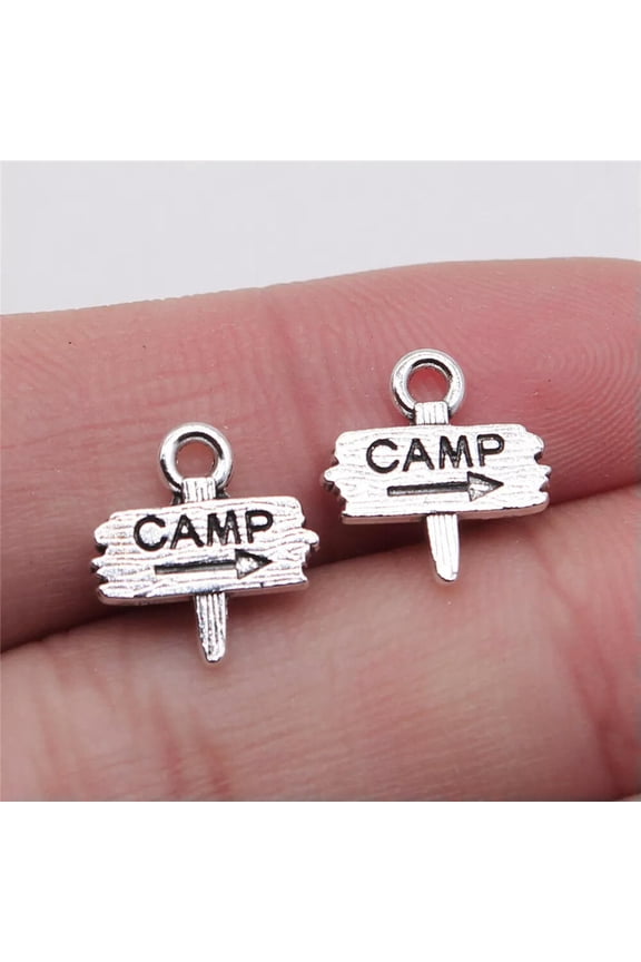 380 Pcs Tibet Silver Camp Destination Board Charms 13X12MM