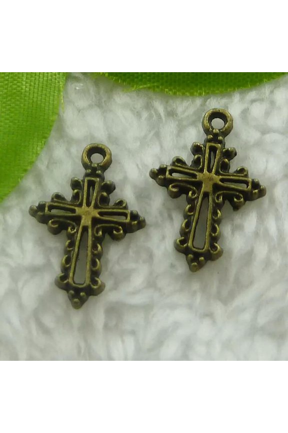 384 pcs bronze plated cross charms 20x13mm B1995