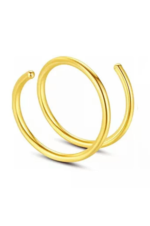 3PCS Double Spiral Ring Stainless Steel Ear Lip Silver Gold Nose Hoop Piercing /-golden-0.8*10mm-3PC