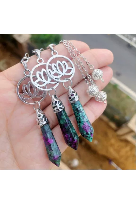3pcs Epidote Stone Chakra Pendulum Pendant Energy Power Reiki Healing Amulet