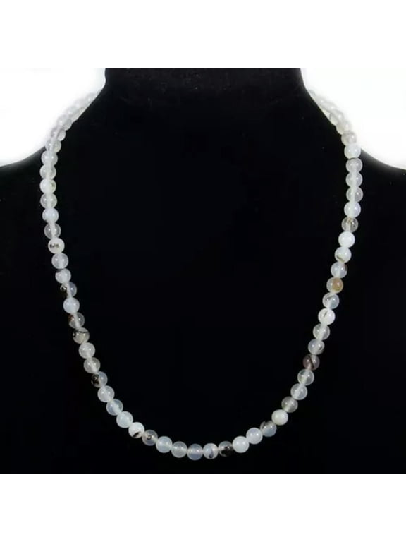 3pcs natural gemstone beads necklace 6mm jasper jade agate quartz amethyst-black flower agate