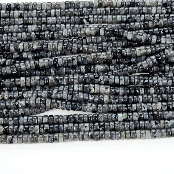 K-KED 3x6MM Black Labradorite Larvikite Gemstone Heishi Discs beads Loose Beads 15"