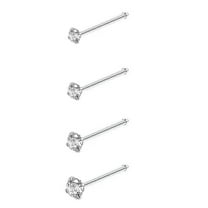 K-KED 4-12pcs Nose Studs Stainless Steel Shiny Cubic Zirconia Piercing Delicate Jewelry Set-4pcs I shape