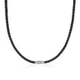 thumbnail image 1 of K-KED 4/6MM Mens Black Braided Cord Rope Leather Necklace Choker w/ Magnetic Clasp-4mm-24 inch, 1 of 6