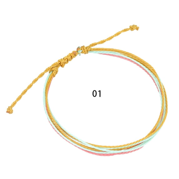 K-KED 4 Pcs Bohemian Wax Line Woven Foot Chain Summer Surf Foot Rope Adjustable-1-2 PCS