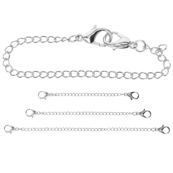 K-KED 4 Pcs Silver Chain Necklace Extender Alloy Extension Necklaces