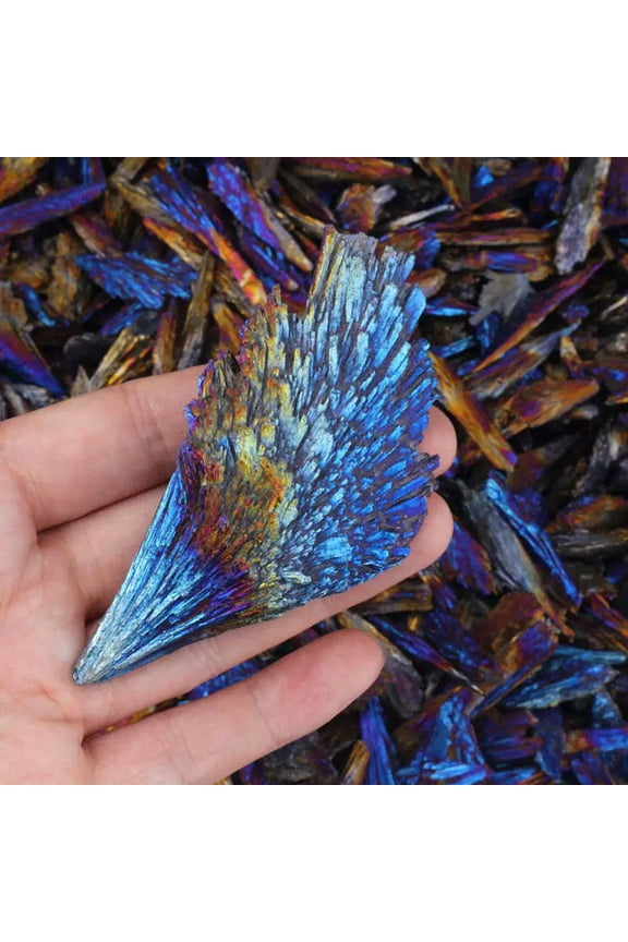 40-50g Natural Aura Rainbow Titanium Quartz Crystal Cluster Energy Specimen Rock-default