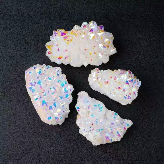 K-KED 40-60g Natural Electroplate Colorful Titanium Cluster Quarz Crystal Stone Decor