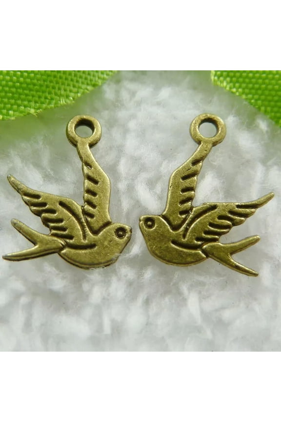 400 pcs bronze plated bird charms 15x12mm B511
