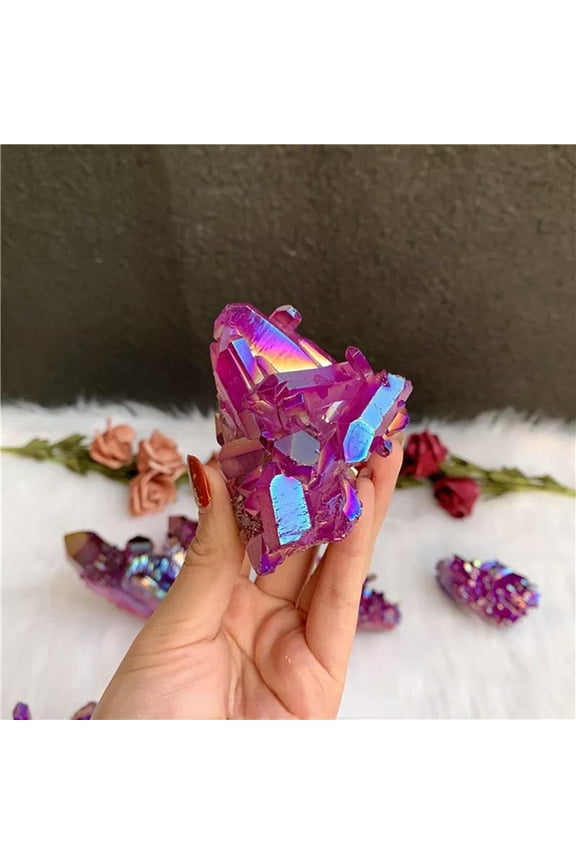 40g Natural Purple Titanium Aura Quartz Crystal Point Cluster VUG Specimen Reiki-default