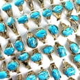 thumbnail image 1 of K-KED 40pcs New Fashion Mixed Lots Natural Stone Turquoise Gold P Unisex Rings, 1 of 6