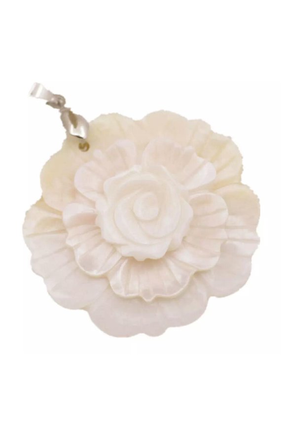 43mm Rose Flower Shell Pendant Natural White Mother of Pearl Jewelry