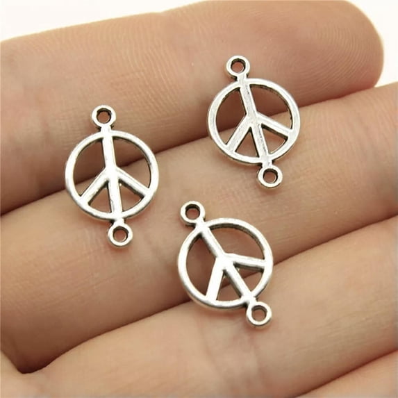 K-KED 440 Pcs Tibet Silver Peace Symbol Connectors 17X11MM B10965