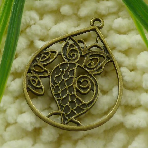 K-KED 48 Pcs Bronze Plated Owl Charms Pendant 44X34MM S1235 DIY Delicate Jewelry Making