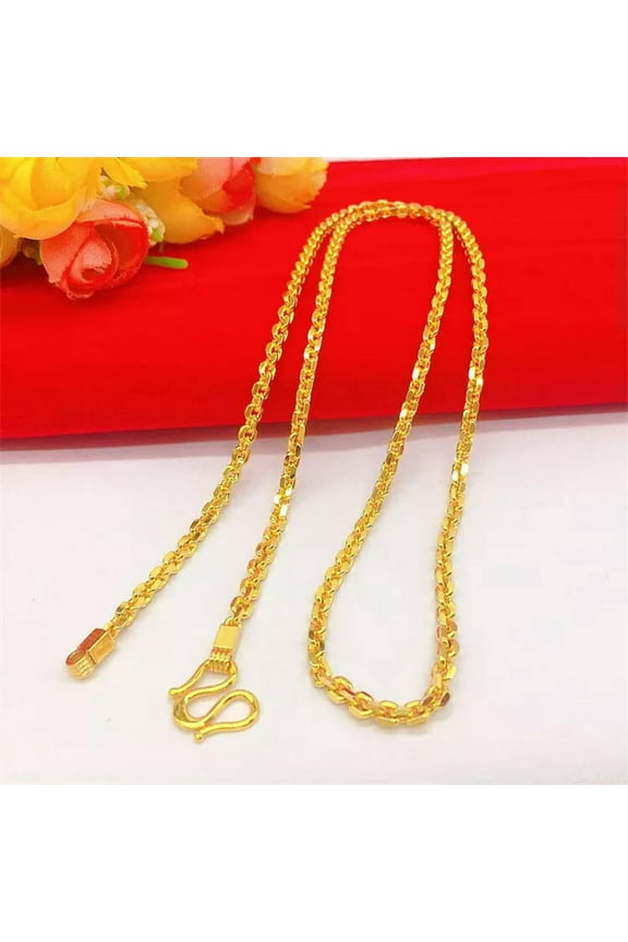 4MM Chain 22K 23K 24K Thai Baht Gold Filled Yellow GP Necklace 24inch Jewelry