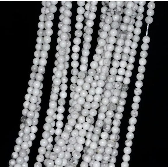K-KED 4MM DOVEWHITE HOWLITE GEMSTONE WHITE TURQUOISE ROUND 4MM LOOSE BEADS 15inch