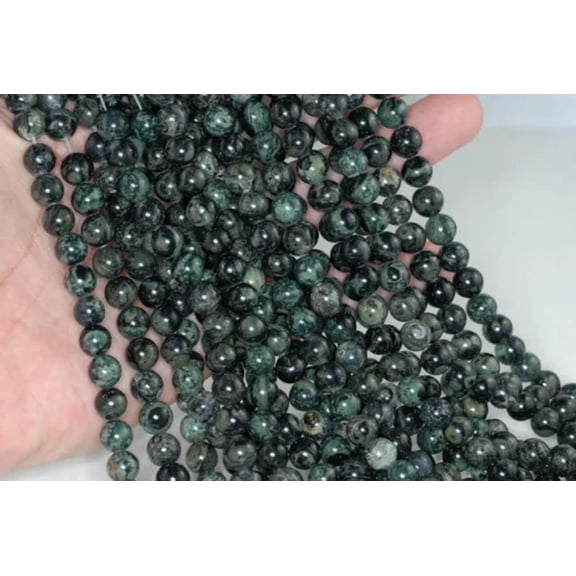 K-KED 4MM KAMBABA JASPER GEMSTONE GREEN ROUND LOOSE BEADS 15"