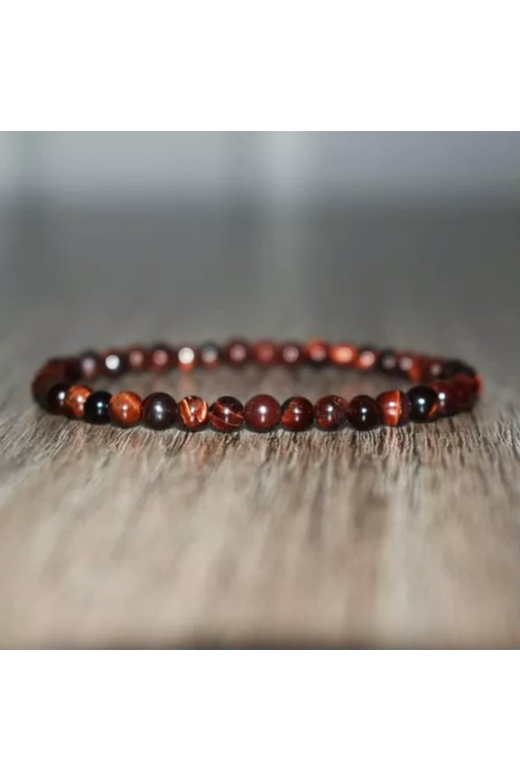 4mm Red Tiger's Eye Stone Stretch Bracelet for Protection Healing Bracelet