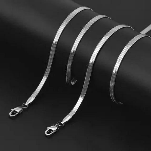 K-KED 5/10/20pcs Silver Plated Flat Blade Chain Necklace 16-30inch for Men Women-16"-10pcs