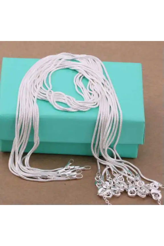 5/10Pcs Wholesale 925Sterling Solid Silver 2Mm 16-24 Inches Snake Chain Necklace-26 in-10PCS