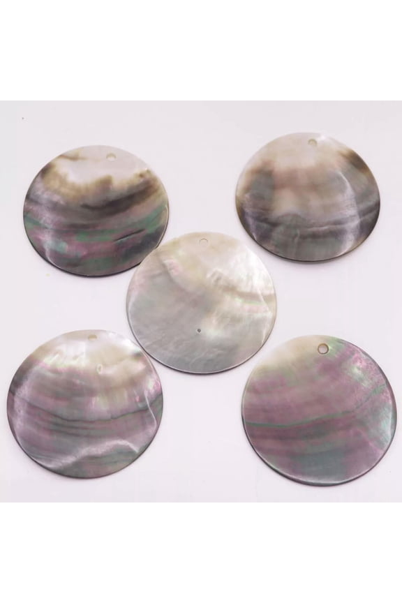 5 PCS Coin Natural Gray Black Shell Top Drilled For Pendant Making 30mm