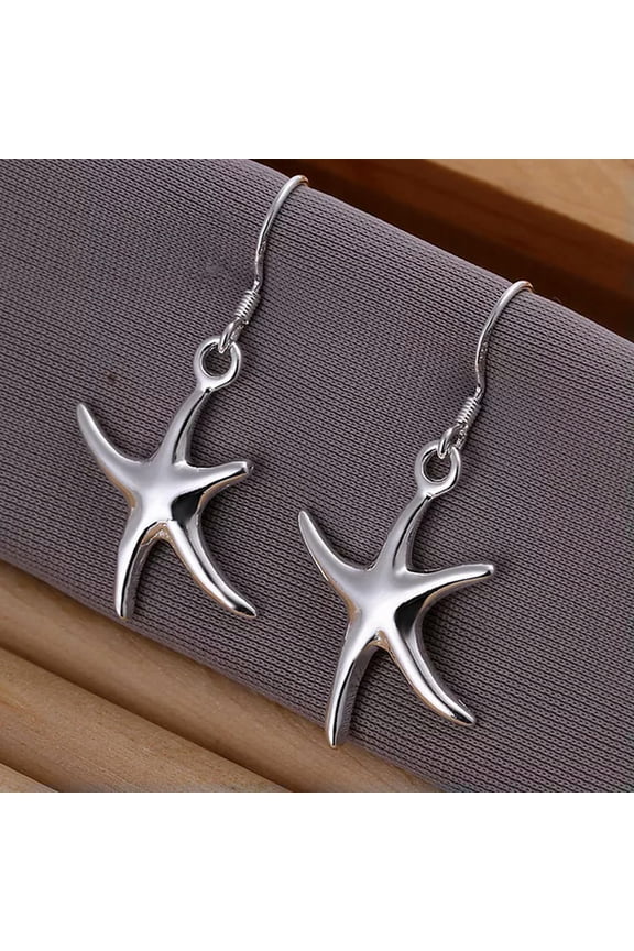 5 Pairs 925Sterling Silver Middle Starfish Fashion Woman Earrings Dangle EW062