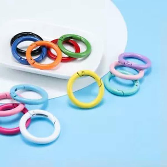 K-KED 5 Pcs Candy Color O Ring Openable Keyring Keychain Ring Metal Spring Fastener-Sky Blue-25MM