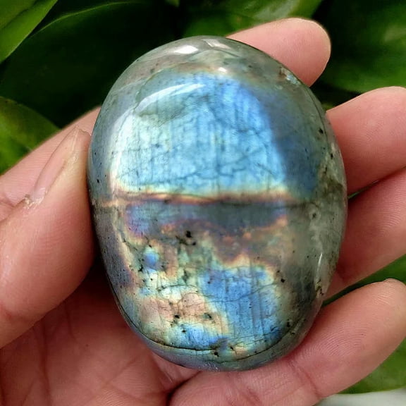 K-KED 50-60mm Natural Labradorite Quartz Crystal Polished Palm Stone Healing Reiki US-default