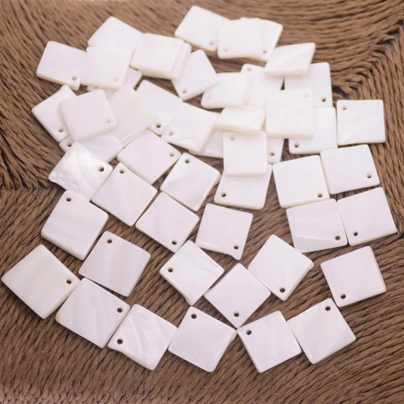 K-KED 50 PCS 12mm Freeform Square Shell White Mother of Pearl Loose Beads