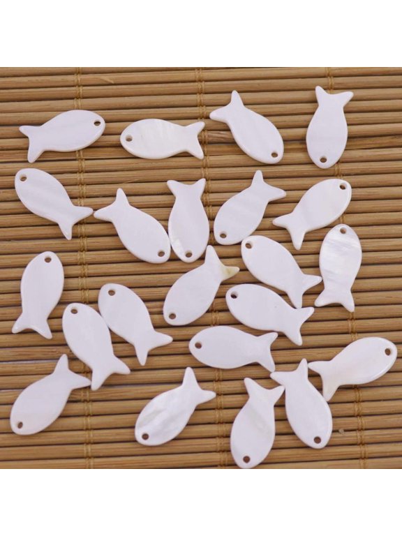 50 PCS 8mmX16mm Fish Shell Natural White Mother of Pearl Charms