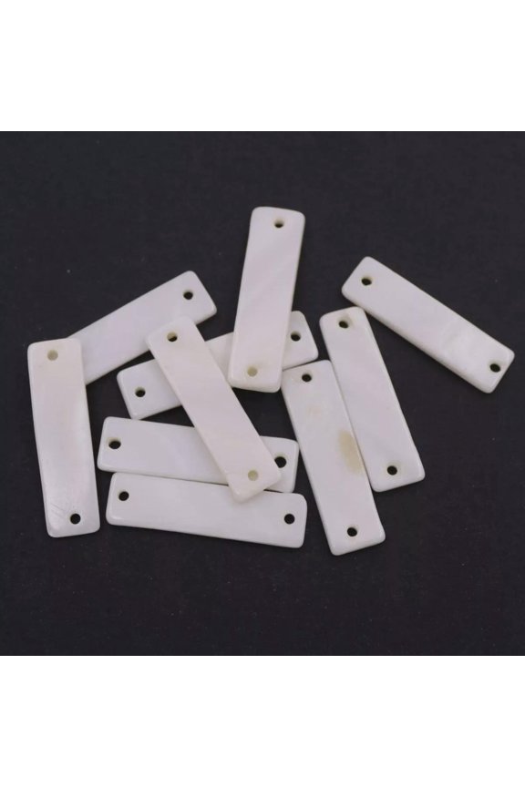 50 PCS Rectangle Shell Natural White Mother of Pearl Delicate Jewelry Making 7mmX25mm