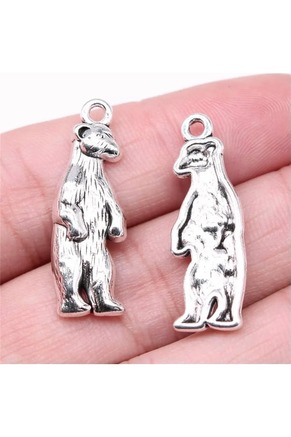 50 Pcs Antique Silver bear Charms Pendant 31x10MM B16141