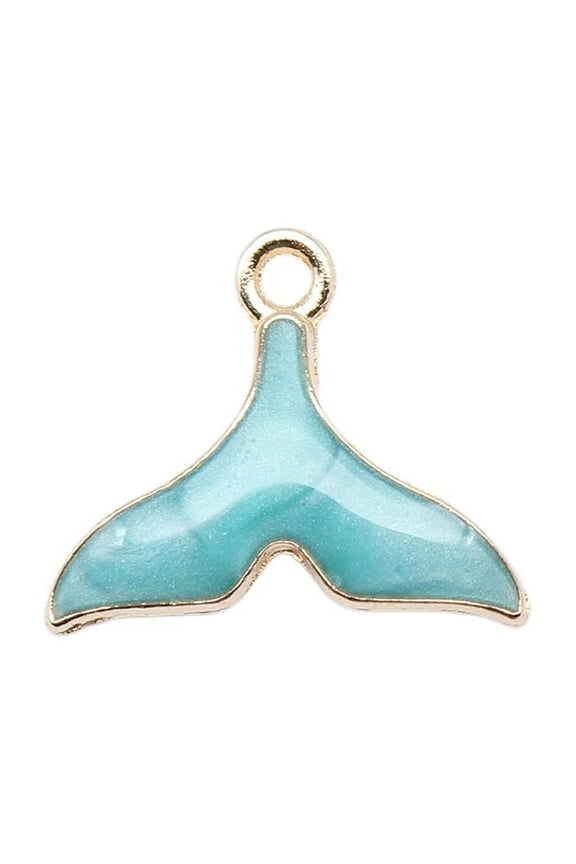 50 pcs KC Gold Color Alloy Enamel Dolphin tail Charms 17x16MM DIY Delicate Jewelry Making-Blue
