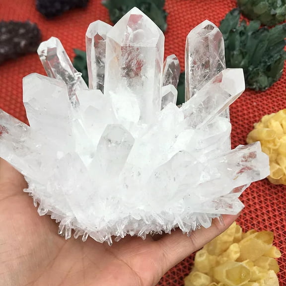 K-KED 500-600g Large Natural White Clear Quartz Crystal Cluster Druzy Geode Gemstone