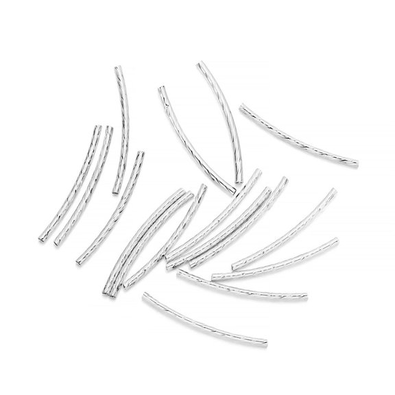 K-KED 500 Pcs 30MM Copper Bent Tube Hollow Diy Necklace Bracelet Handmade Accessories-Silver-2x30mm(500pcs)85g