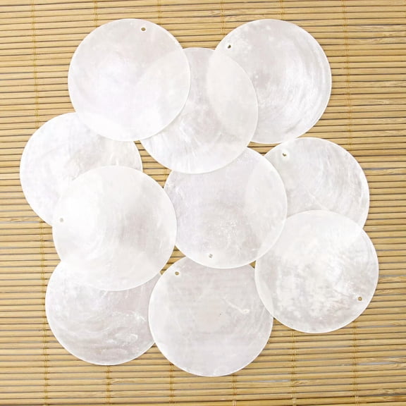 K-KED 50PCS 50mm Natural Translucent Coin Shell Charms Pendants Wind Bell Chimes DIY