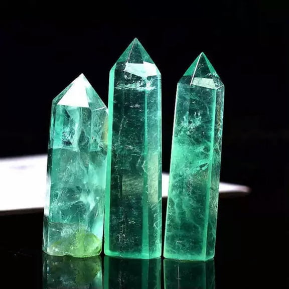 K-KED Natural Gemstone Point Citrine Fluorite Amethyst Clear Quartz Crystal Reiki Wand-Green Fluorite Stone Quartz 7-8cm