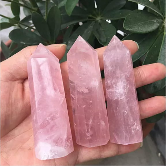K-KED 50mm-100mm Natural Crystal Point Citrine Fluorite Amethyst Clear Quartz Wand US-Pink Rose Quartz 6-7cm