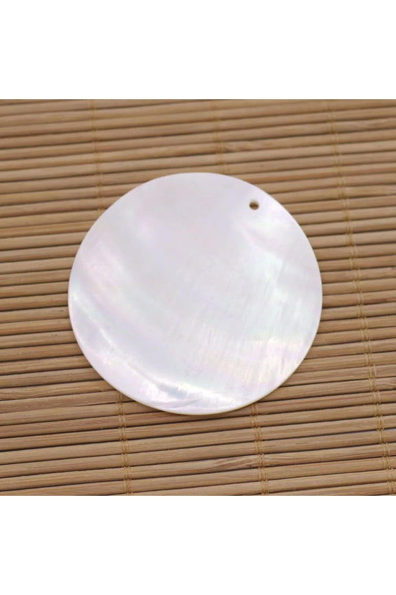 50mm Natural White Flat Round Coin Shell Pendant Delicate Jewelry Making