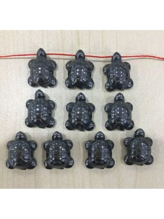 50pcs 18x13mm Charming Carved Small Turtle Hematite Pendant Beads