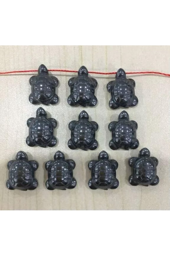 50pcs 18x13mm Charming Carved Small Turtle Hematite Pendant Beads