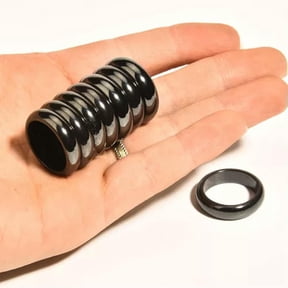 K-KED 50pcs 6mm Natural Magnetic Black Hematite Ring - Anxiety Balance Circulation