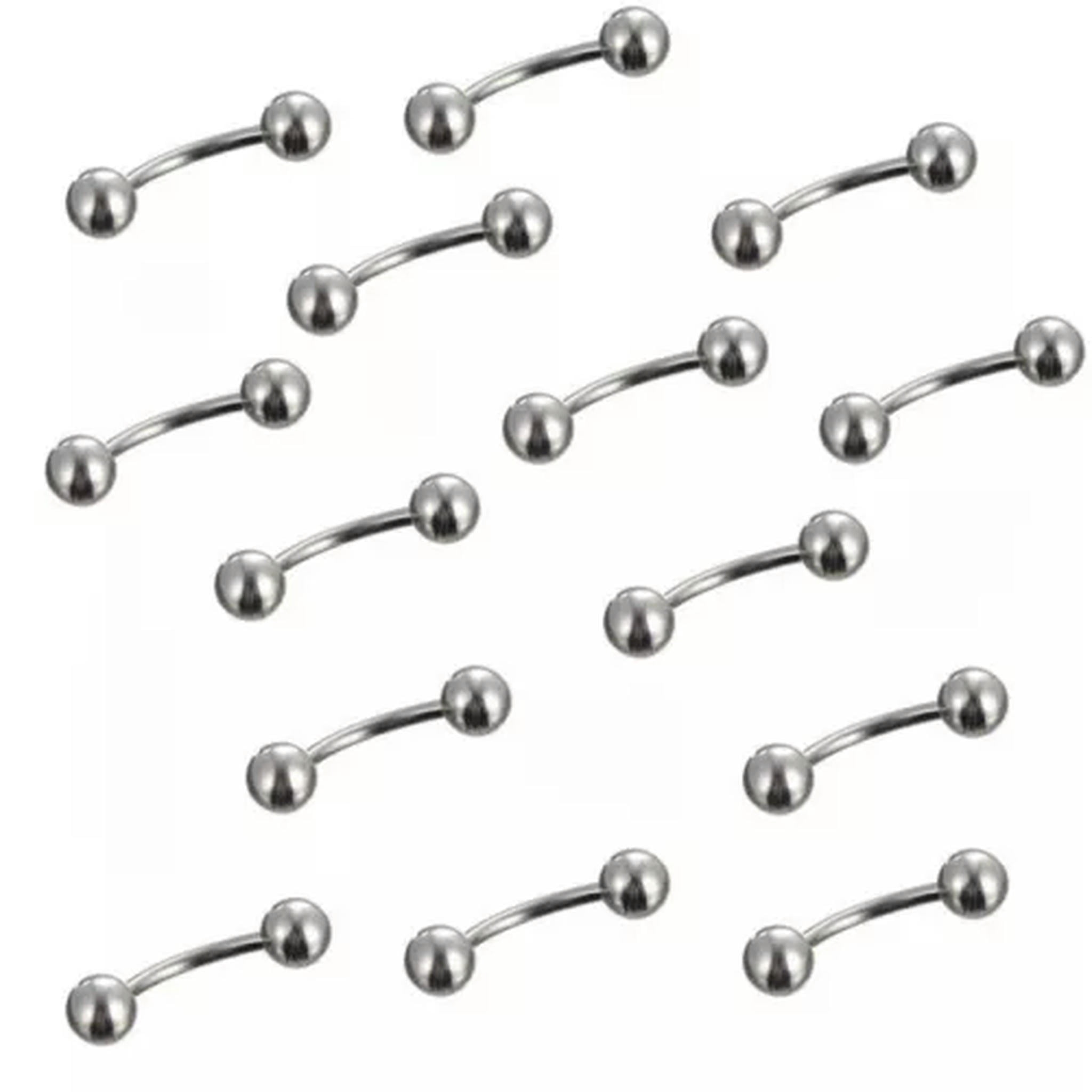 K-KED 50pcs Curve Barbell Eyebrow Bar Cartilage Ring Studs Piercing ...