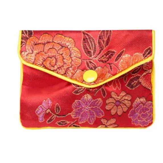 K-KED 50pcs Delicate Jewelry Storage Bags Silk Chinese Tradition Pouch Purse Jewels Organizer-Red-S