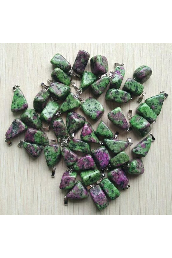 50pcs Natural Irregular Stone Ruby In Fuchsite Pendants Beads DIY Delicate Jewelry Making